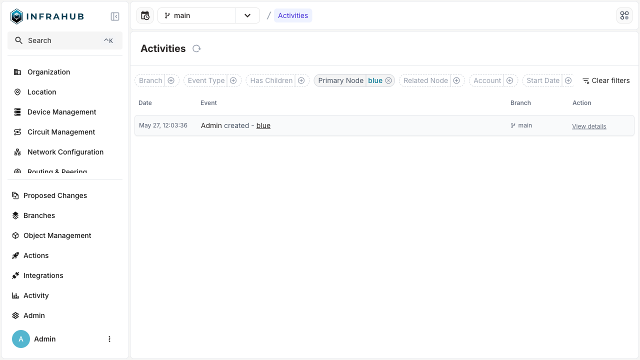 Activity logs filters - primary